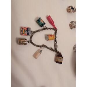 Vintage 1930s mini advertising product charm bracelet